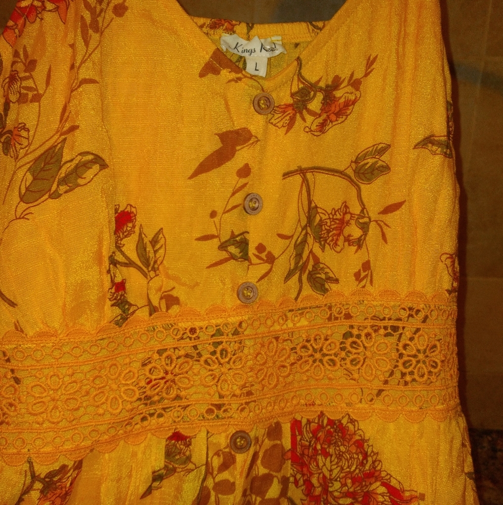 Golden yellow dress flowy little stretch
